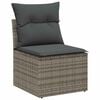 vidaXL Garten-Sofa-Set mit Kissen mit Speicher Grau Poly Rattan