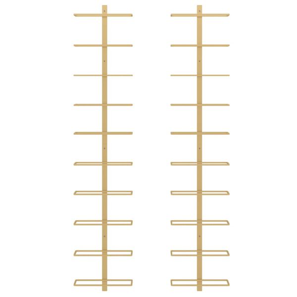 vidaXL Wand-Weinregale für 10 Flaschen 2 Stk. Golden Metall