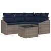 vidaXL Gartensofa-set mit Kissen 5 pcs Grau und Marineblau Poly-Rattan