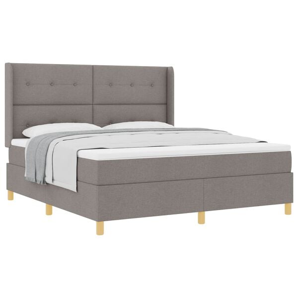 vidaXL Boxspringbett mit Matratze Taupe 180 x 200 cm Stoff