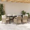 vidaXL Garten Essgruppe mit Kissen 7 pcs Beige Poly-Rattan