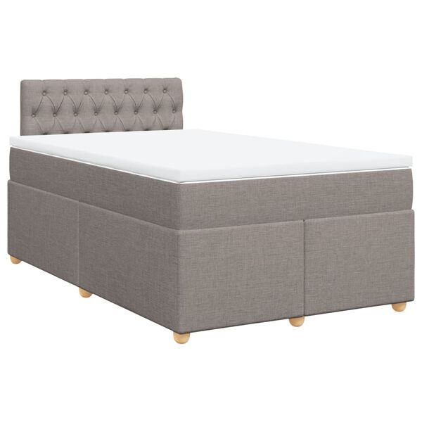 vidaXL Boxspringbett mit Matratze Taupe 120x190 cm Stoff