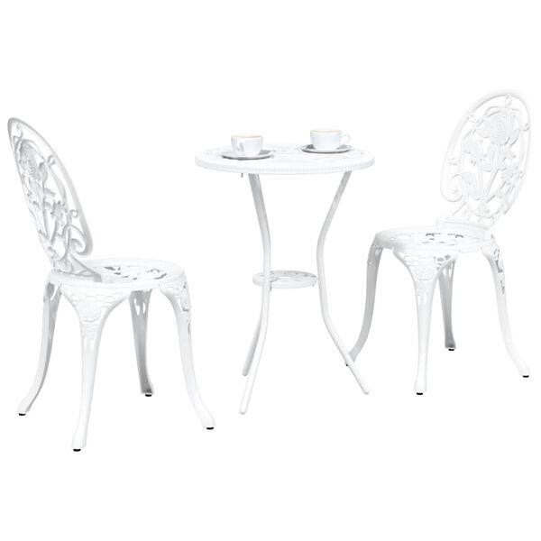 vidaXL Garten Bistro Set 3 pcs Wei&szlig; Aluminium