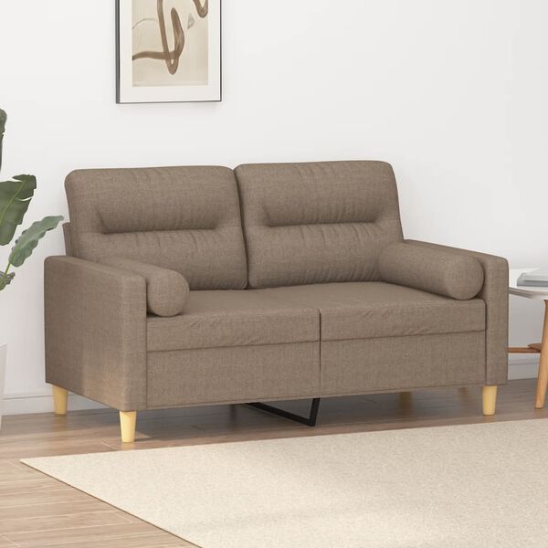 vidaXL 2-Sitzer-Sofa mit Kissen Taupe 120 cm Stoff