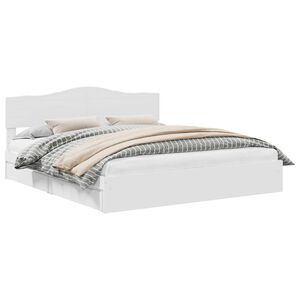 vidaXL Aufbewahrungsbett mit Kopfteil Wei&szlig; 180 x 200 cm Holzwerkstoff