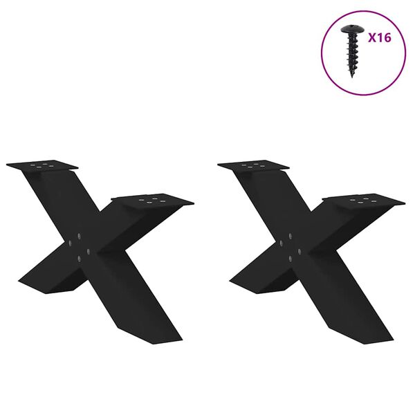 vidaXL Couchtischbeine X-Form 2 Stk. Schwarz 70x(30-31) cm Stahl