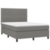 vidaXL Boxspringbett mit Matratze & LED Dunkelgrau 140x200 cm Stoff