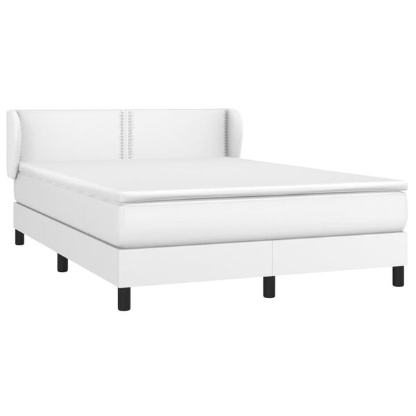 vidaXL Boxspringbett mit Matratze Wei&szlig; 140x200 cm Kunstleder