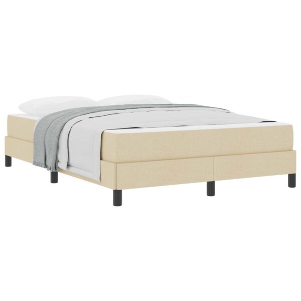 vidaXL Boxspringbett mit Matratze Creme 140 x 190 cm Stoff