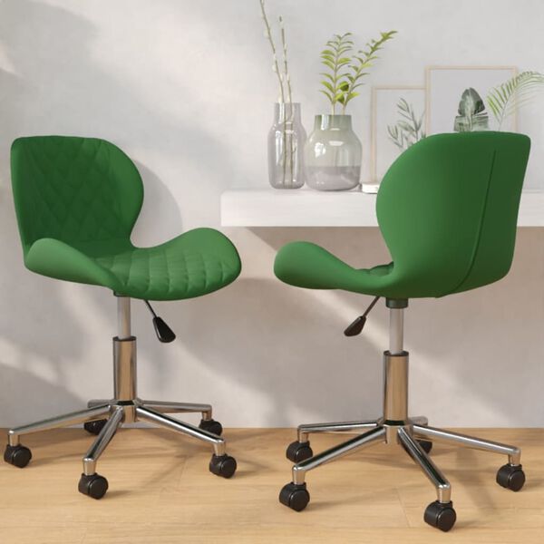 vidaXL Esszimmerst&uuml;hle 2 Stk. Drehbar Dunkelgr&uuml;n Samt