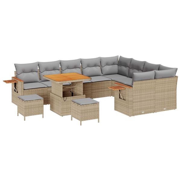 vidaXL Garten-Sofa-Set mit Kissen 12 pcs Beige und Hellgrau