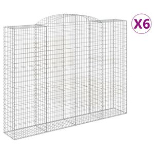 vidaXL Gabionen mit Hochbogen 6 Stk. 300x50x220/240cm Verzinktes Eisen