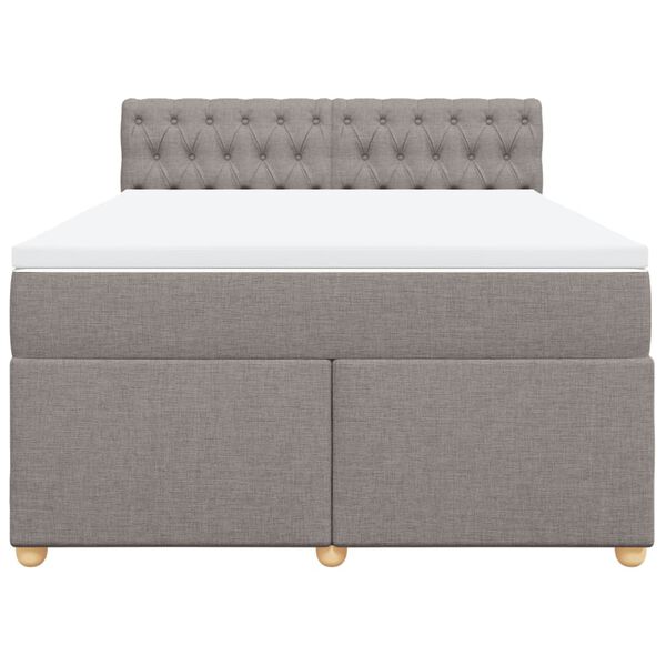 vidaXL Boxspringbett mit Matratze Taupe 140x200 cm Stoff