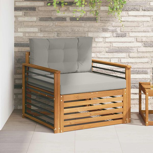 vidaXL Outdoor-Sofagarnitur Massives Akazienholz und Polyester Natur