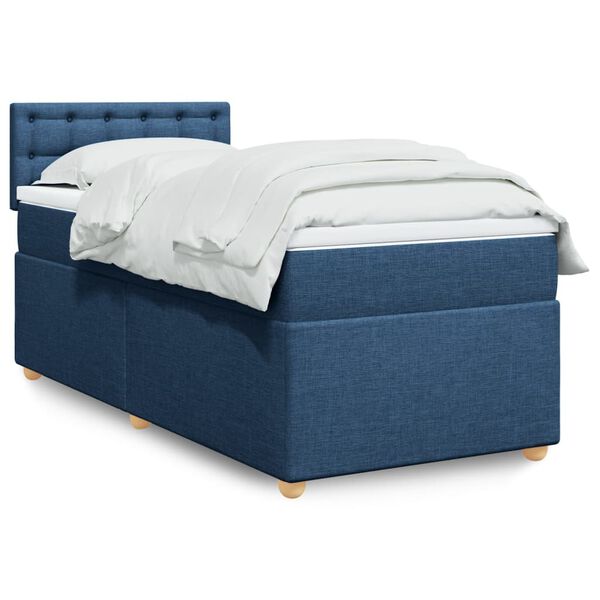 vidaXL Boxspringbett mit Matratze Blau 90x190 cm Stoff