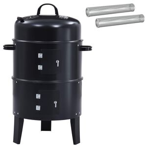 vidaXL Outdoor Grill &Oslash; 40 x 80 cm Stahl Schwarz