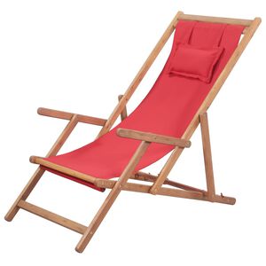 vidaXL Klappstuhl, Stoffbezug und Holzrahmen, Rot