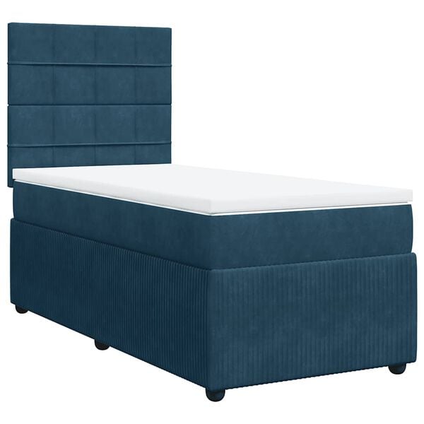 vidaXL Boxspringbett mit Matratze Blau 90x190 cm Samt