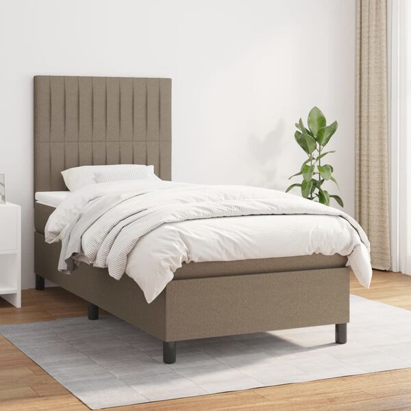vidaXL Boxspringbett mit Matratze Taupe 80x200 cm Stoff