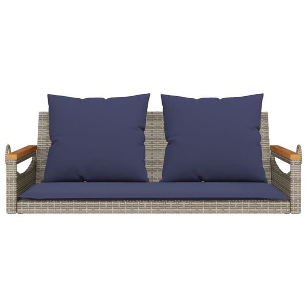 vidaXL H&auml;ngebank mit Kissen Grau 109x62x40 cm Poly Rattan