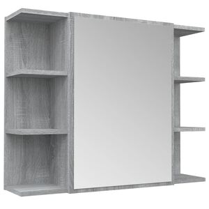 vidaXL Bad-Spiegelschrank Grau Sonoma 80x20,5x64 cm Holzwerkstoff