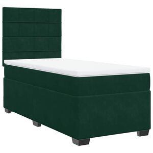 vidaXL Boxspringbett mit Matratze Dunkelgr&uuml;n 100x200 cm Samt