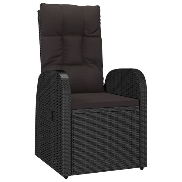 vidaXL 11-tlg. Garten-Essgruppe mit Kissen Schwarz Poly Rattan