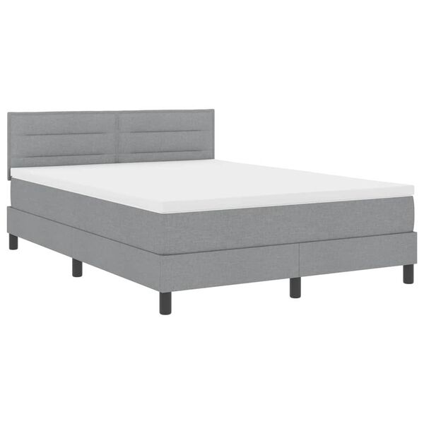 vidaXL Boxspringbett mit Matratze mit LED Hellgrau 140 x 200 cm Stoff