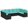 vidaXL Gartensofa-set mit Kissen 9 pcs Schwarz und T&uuml;rkis Poly-Rattan