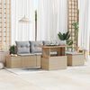 vidaXL Garten-Sofa-Set mit Speicher 6 pcs Beige Poly Rattan