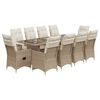 vidaXL 11-tlg. Garten-Bistro-Set mit Kissen Beige Poly Rattan