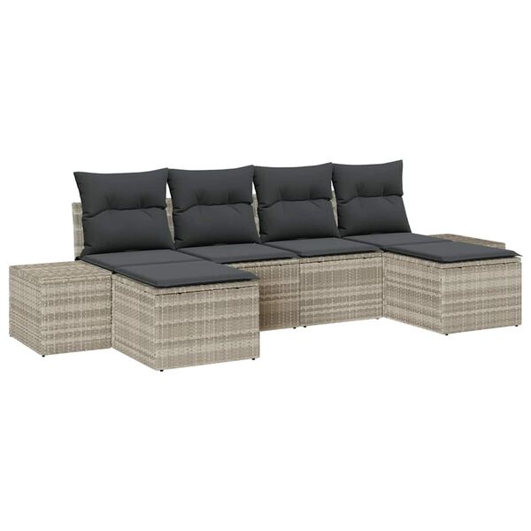 vidaXL Gartensofa-set mit Kissen 6 pcs Hellgrau Poly-Rattan