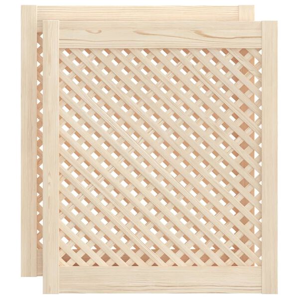 vidaXL Schrankt&uuml;ren 2 Stk. Gitterdesign 59,5x69 cm Massivholz Kiefer