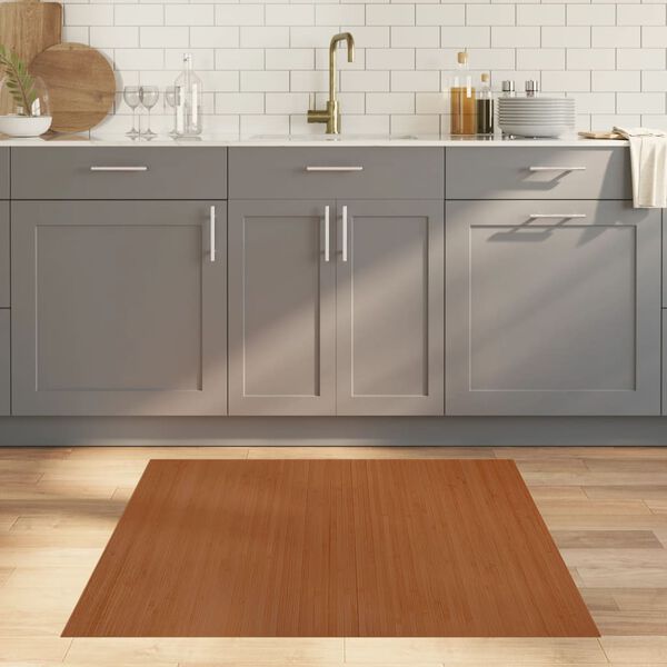 vidaXL Teppich Rechteckig Braun 100x100 cm Bambus