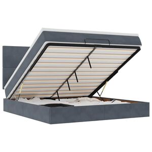 vidaXL Ottoman-Bett mit Matratzen Dunkelgrau 160x200 cm Samt