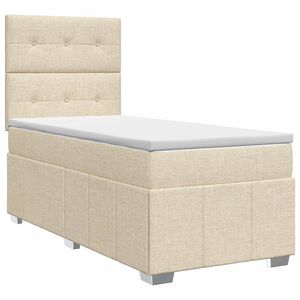 vidaXL Boxspringbett mit Matratze mit Kopfteil Creme 90 x 200 cm Stoff