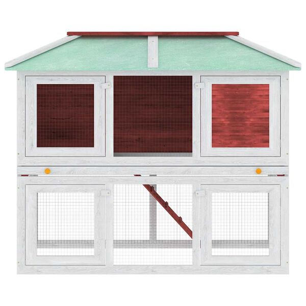 vidaXL Kleintier-/Kaninchenstall 2 Etagen Rot Holz