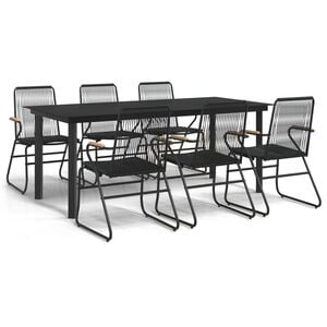 vidaXL 7-tlg. Garten-Essgruppe Schwarz PVC-Rattan