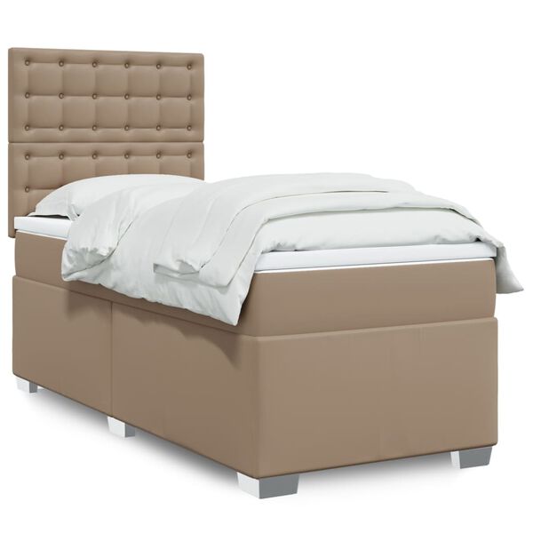 vidaXL Boxspringbett Matratze Cappuccino-Braun 100x200cm Kunstleder