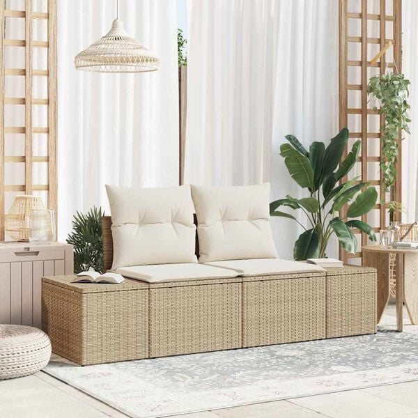 vidaXL Gartensofa Beige 123 x 62 x 69cm Poly-Rattan