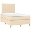 vidaXL Boxspringbett mit Matratze & LED Creme 120x190 cm Stoff