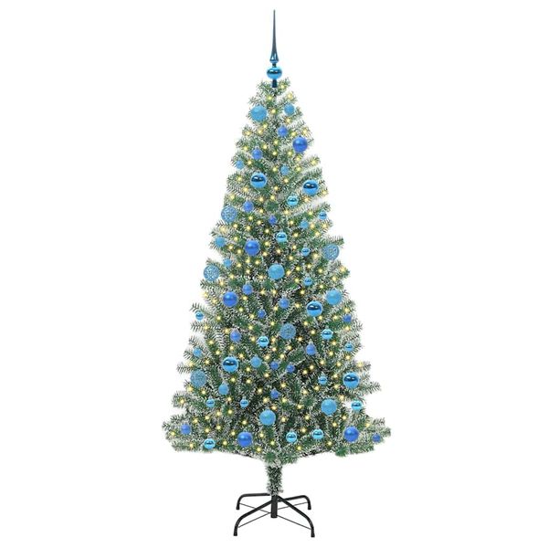 vidaXL K&uuml;nstlicher Weihnachtsbaum beschneit mit LED Licht 180 cm