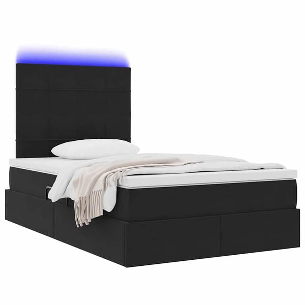 vidaXL Bett mit Stauraum und LED mit LED Schwarz 120 x 190 cm Samt