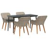 vidaXL Garten Essgruppe mit Kissen 5 pcs Hellgrau Poly-Rattan