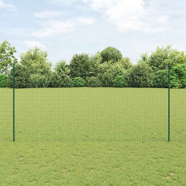vidaXL Zaun mit Pfosten Gr&uuml;n 1,6 x 10 m Stahl und PVC