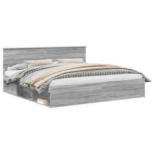 vidaXL Bettrahmen Graues Sonoma 200 x 200 cm Massives Kiefernholz