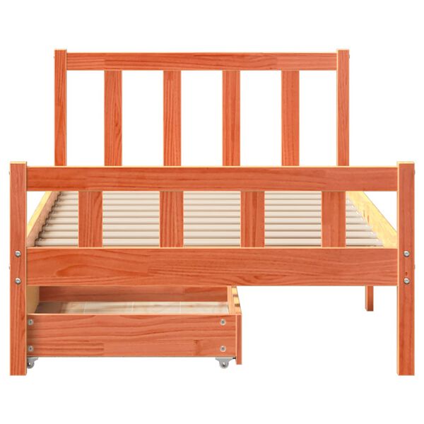 vidaXL Massivholzbett ohne Matratze Wachsbraun 75x190 cm Kiefernholz