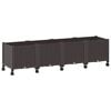 vidaXL Gartenpflanzer mit R&auml;dern Braun 160 x 40 x 44 cm PP