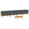 vidaXL Sofa Set mit Kissen Uni 5 pcs Anthrazit Massivholz Akazie