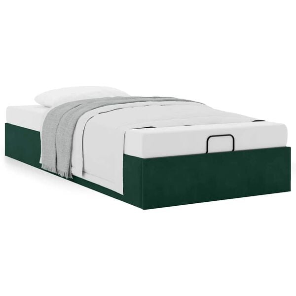 vidaXL Ottoman-Bett ohne Matratze Dunkelgr&uuml;n 80x200 cm Samt